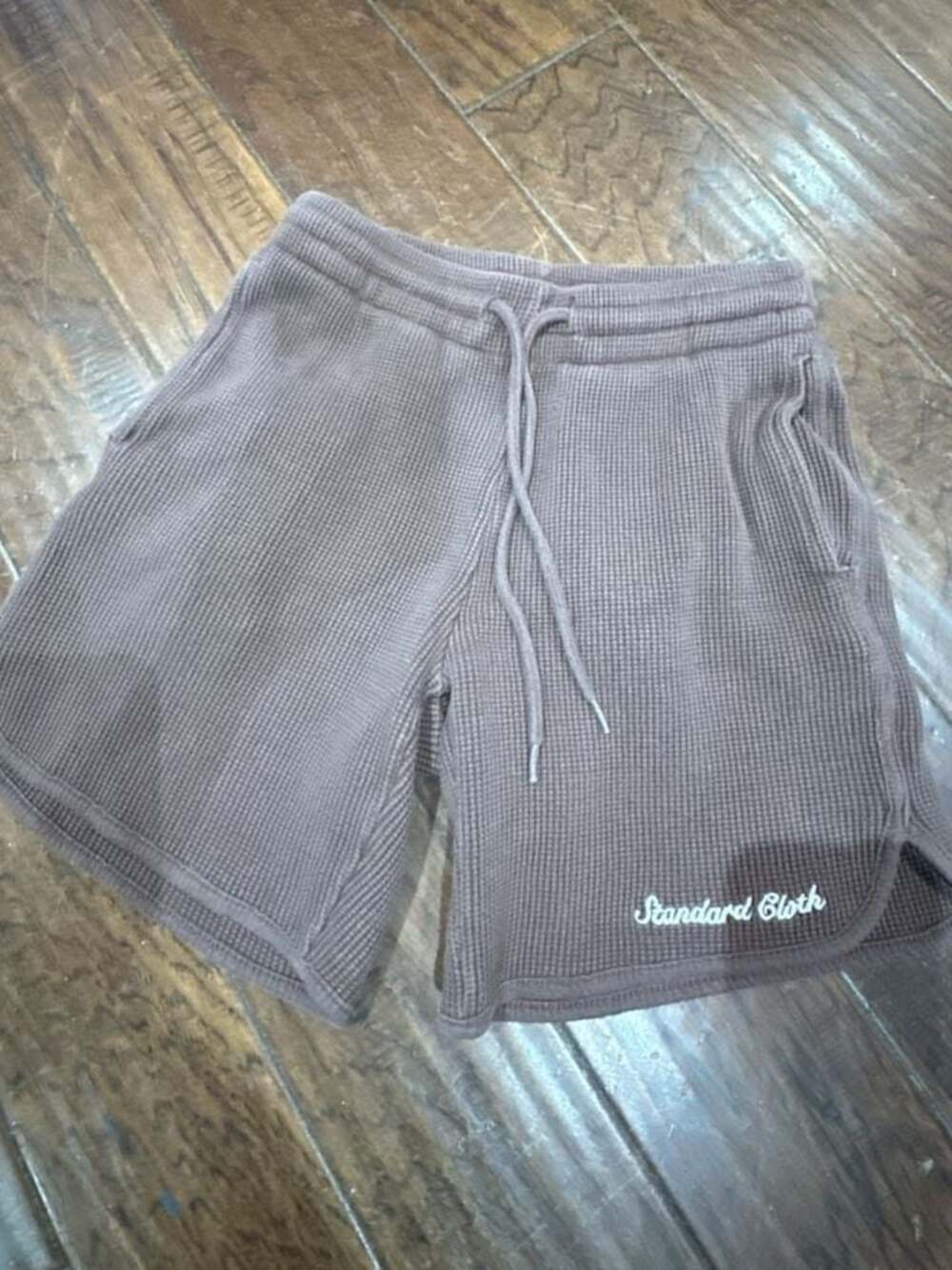Standard Cloth‎ Brown Thermal Waffle Knit Athletic Shorts
